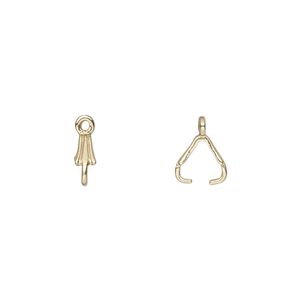 Bail, JBB Findings, ice-pick, brass, 11x3mm, 6mm grip length. Sold per pkg of 10.