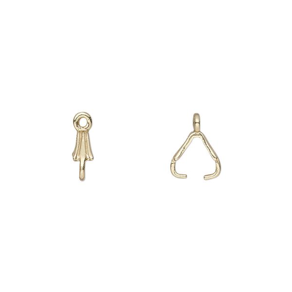 Bail, JBB Findings, ice-pick, brass, 11x3mm, 6mm grip length. Sold per pkg of 10. image number 0