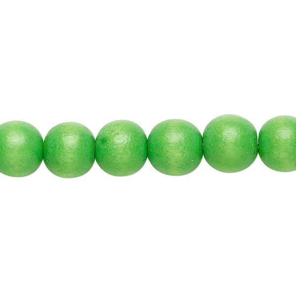 Bead 1pkg1, Taiwanese cheesewood (dyed / waxed), kelly green, 7-8mm round, 15-1/2 to 16 inches. image number 0