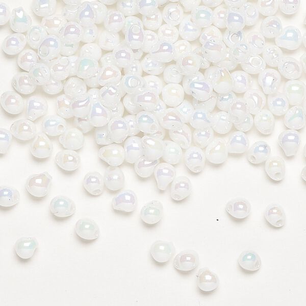 Seed bead, Miyuki, glass, pkg/250g, 4x3.4mm fringe, opaque rainbow white, (DP-471). image number 0