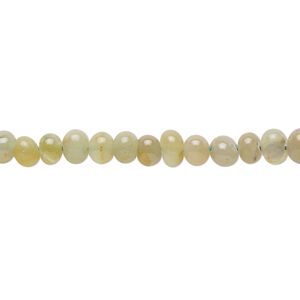Olive green chalcedony 1pkg1, hand-cut pebble bead 14 inch small