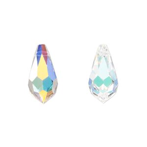 Briolette 144pk crystal AB, Preciosa Czech crystal 18x9mm pendant drop