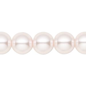 Bead, crystal pearl, light pink, 12mm round. Sold per 15-1/2" to 16" strand, approximately 30 beads.