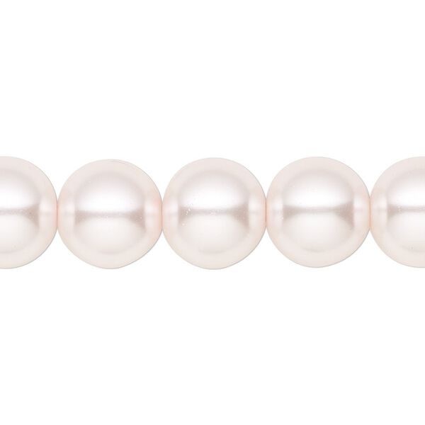 Bead, crystal pearl, light pink, 12mm round. Sold per 15-1/2" to 16" strand, approximately 30 beads. image number 0