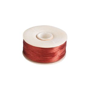 Thread, Nymo®, nylon, red, size B. Sold per 72-yard bobbin.