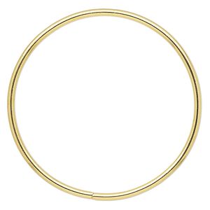 Beading hoop, gold-finished steel, 3-inch closed round. Sold per pkg of 4.
