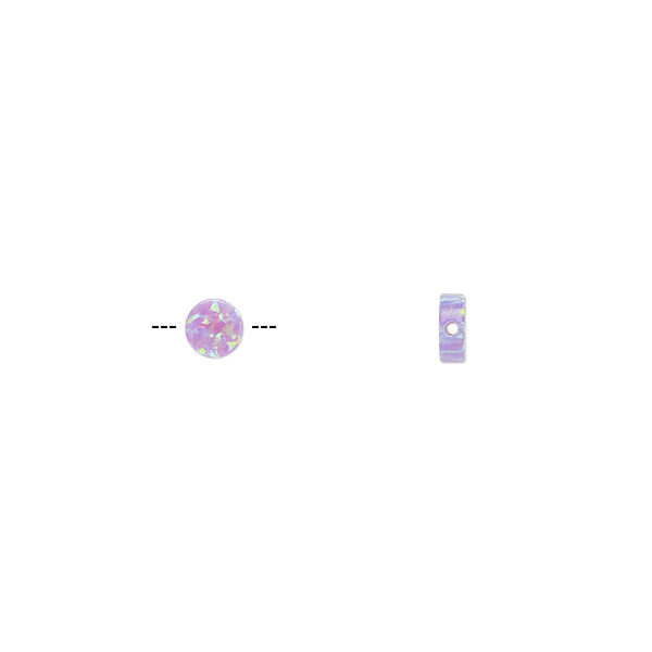 Bead, "opal" (silica and epoxy) (man-made), lavender, 4mm flat round. Sold per pkg of 2. image number 0