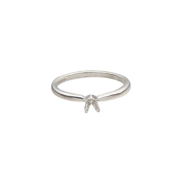 Ring, Sure-Set™, sterling silver, 4mm 4-prong round setting, size 6. Sold individually. image number 0
