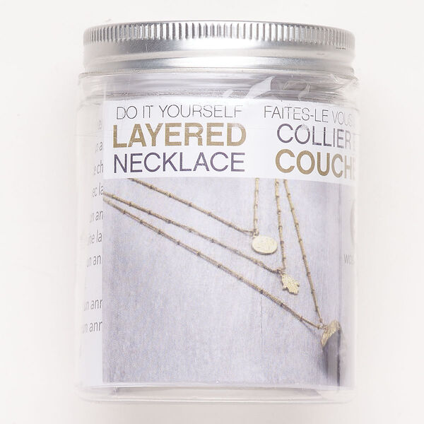 Necklace starter kit, steel / brass / amethyst (natural), pkg/1, gold finish. image number 0