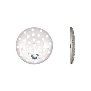 Component, silver-plated brass, 18mm perforated disc. Sold per pkg of 10.