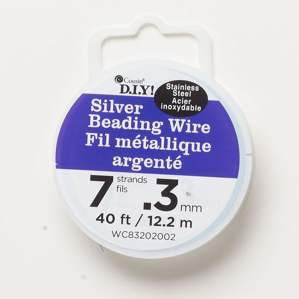 Beading wire 1pkg1, nylon and stainless steel, clear, 7 strand, 0.011 inch diameter, 40 feet. image number 0