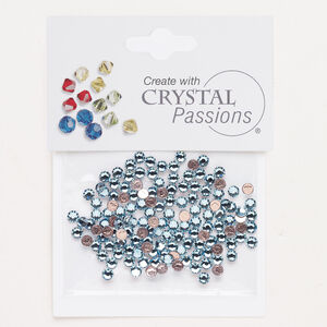 Flat back 1pkg144 aquamarine foil back, Crystal Passions&reg; rhinestone 3.00-3.12mm hotfix round SS12