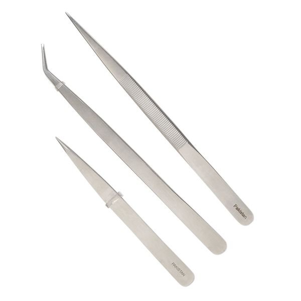 Tweezer, brushed stainless steel. Sold per 3-piece set. image number 0