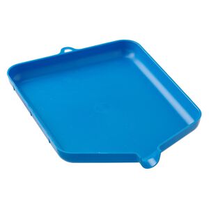 Funnel tray, plastic, blue, 6 x 1/2 x 8 inches with hang tab. Sold individually.