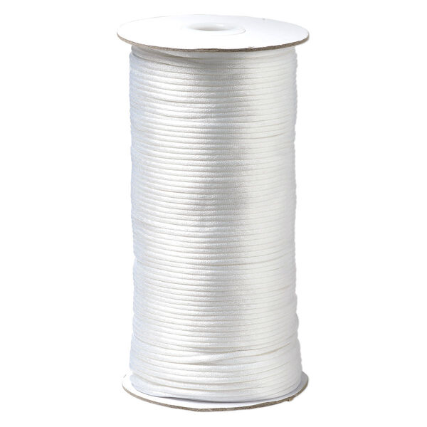 Cord, Satinique™, satin, white, 2mm regular. Sold per 400-foot spool. image number 0