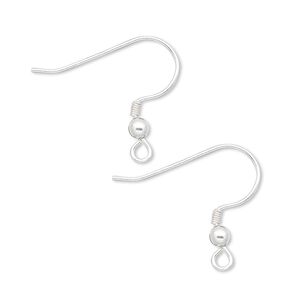 Ear wire fishhook 1pkg10 sterling silver-filled, 19mm / 3mm ball / 2mm coil / open loop, 22 gauge 5 pair