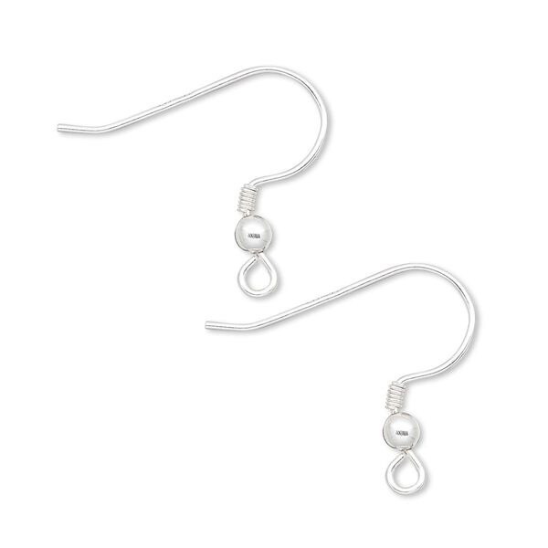 Ear wire fishhook 1pkg10 sterling silver-filled, 19mm / 3mm ball / 2mm coil / open loop, 22 gauge 5 pair image number 0