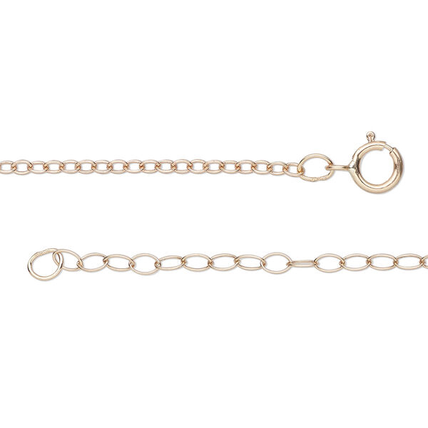 Chain, 14Kt rose gold-filled, 1.8mm cable, 16 inches with 2-inch extender chain and springring clasp. Sold individually. image number 0