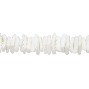 Bead, litub shell (natural), white, medium chip, Mohs hardness 3-1/2. Sold per 15-1/2" to 16" strand.