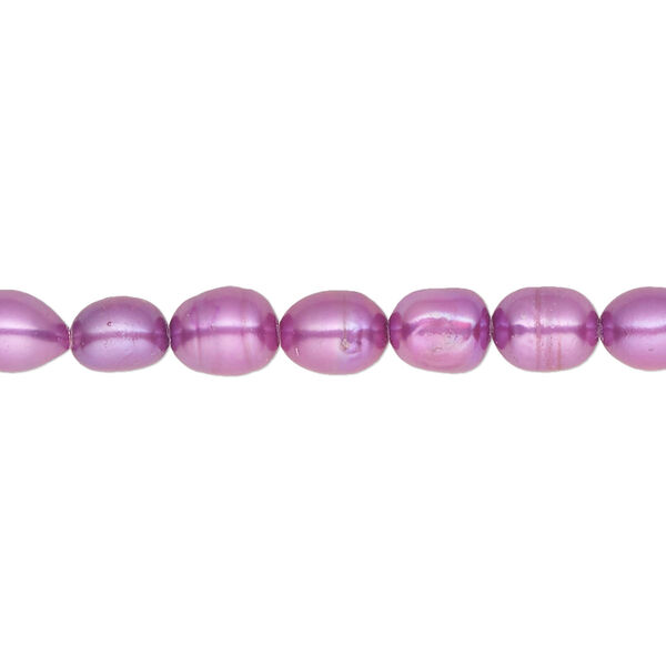 Pearl, cultured freshwater (dyed), grape, 5-6mm rice, C- grade, Mohs hardness 2-1/2 to 4. Sold per 16-inch strand. image number 0