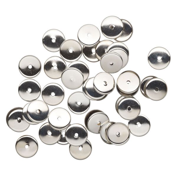 Bezel, imitation rhodium-finished brass, 16mm round with 14.5 bezel setting. Sold per pkg of 50. image number 0