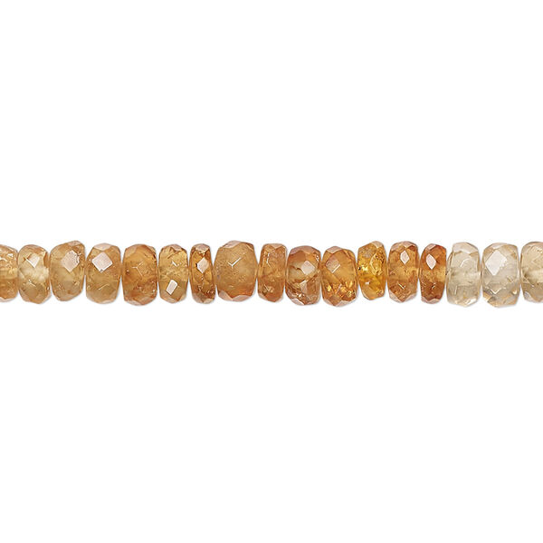 Bead, hessonite garnet (natural), shaded, 5x2mm-5x3mm hand-cut faceted rondelle with 0.4-1.4mm hole, B+ grade, Mohs hardness 7 to 7-1/2. Sold per 17-inch strand. image number 0
