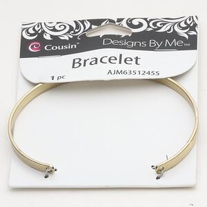 Steel 1pkg1, cuff bracelet gold-finished 7 inch / 4mm wide