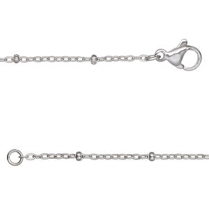 Chain 1pkg1 cable, 1.4mm / 2.2x1mm rondelle / lobster claw clasp, stainless steel 16 inch