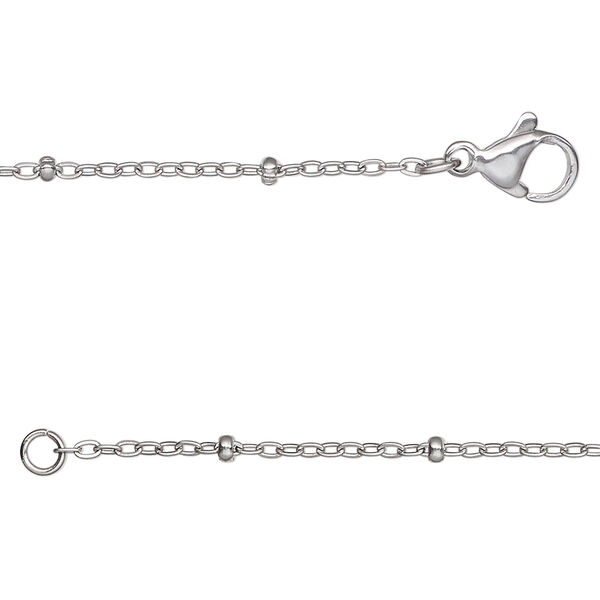 Chain 1pkg1 cable, 1.4mm / 2.2x1mm rondelle / lobster claw clasp, stainless steel 16 inch image number 0