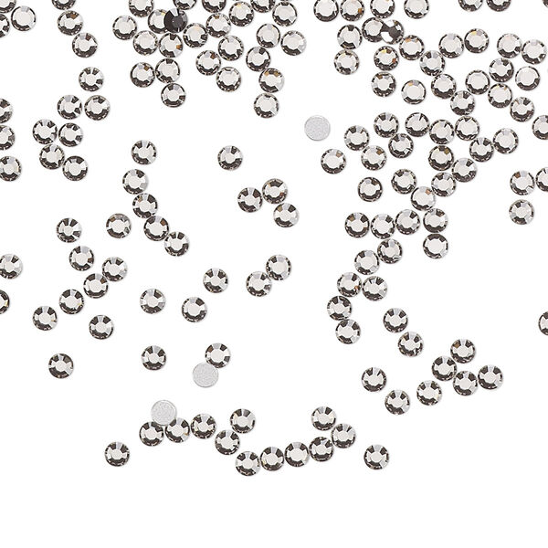 Flat back, Dance With Me™ crystal rhinestone, black diamond, foil back, 1.9-2.1mm rose, SS6. Sold per pkg of 144 (1 gross). image number 0