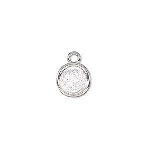 Drop, Almost Instant Jewelry®, silver-plated "pewter" (zinc-based alloy), 10.5mm flat round with SS40 rose setting. Sold per pkg of 2.