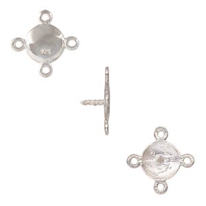 Link, sterling silver, 15mm round with 4 loops and 5mm peg. Sold individually.