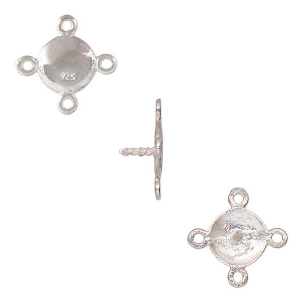 Link, sterling silver, 15mm round with 4 loops and 5mm peg. Sold individually. image number 0