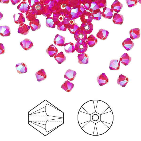 Bead 144pk light Siam AB 2X, Crystal Passions® 4mm bicone 5328 image number 0