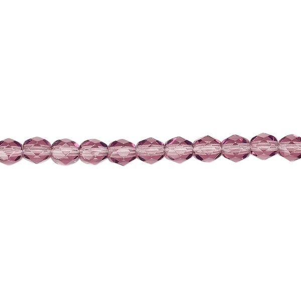 Bead, Czech fire-polished glass, translucent amethyst purple, 4mm faceted round. Sold per 15-1/2" to 16" strand, approximately 100 beads. image number 0