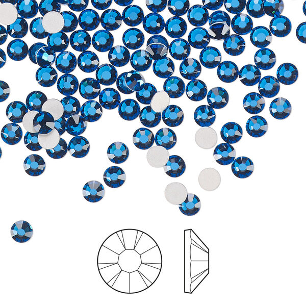 Flat back 144pk Capri blue foil back, Preciosa MAXIMA Czech crystal rhinestone 3-3.2mm chaton rose round SS12 image number 0
