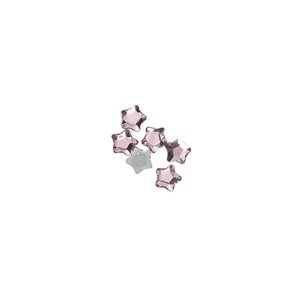 Flat back 6pk rose foil back, Crystal Passions® hotfix rhinestone 4mm star flower 3754