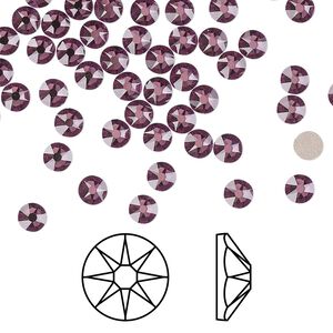 Flat back 1440pk iris foil back, Swarovski® 3.8-4mm rose round SS16 2088