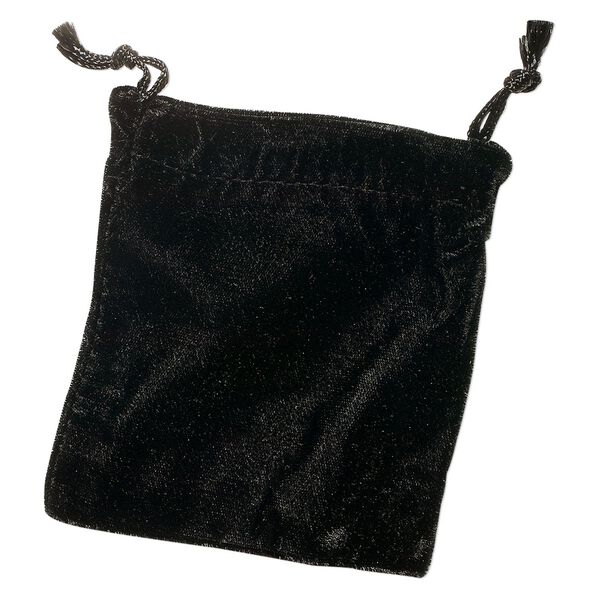 Pouch, velvet, black, 4-1/2 x 4 inches with drawstring. Sold per pkg of 12. image number 0