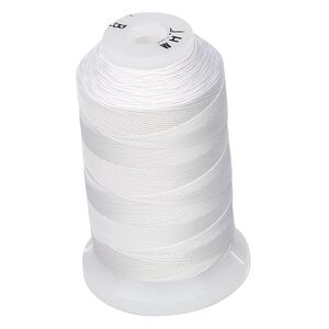 Thread, Purely Silk™, white, size B. Sold per 390-yard spool.