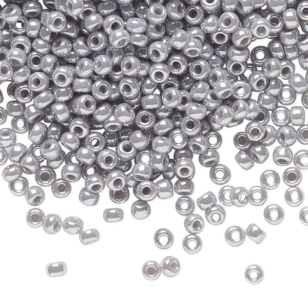 Seed bead, Miyuki, glass, pkg/250g, #8 rocaille, opaque luster ghost grey, (RR-443). image number 0