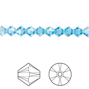 Bead 720pk aquamarine, Swarovski® 5mm XILION bicone 5328