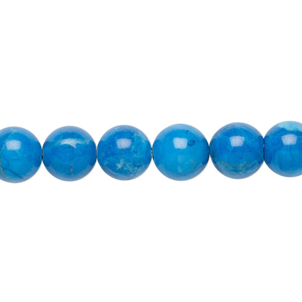 Bead, howlite (dyed), turquoise blue, 8mm round, B grade, Mohs hardness 3 to 3-1/2. Sold per 15-1/2" to 16" strand. image number 0