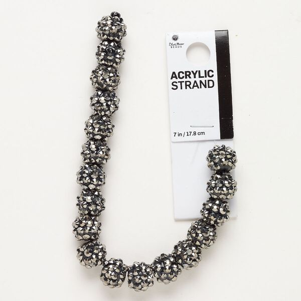 Bead, acrylic, grey, 9-10mm bumpy round. Sold per 7-inch strand, approximately 15 beads. image number 0