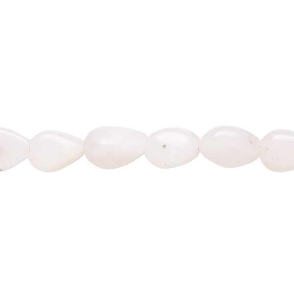Bead, pink opal (natural), light to medium, 7x6mm-9x7mm hand-cut puffed teardrop with 0.4-1.4mm hole, B- grade, Mohs hardness 5 to 6-1/2. Sold per 8-inch strand, approximately 25 beads. image number 0