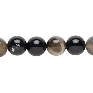 Black agate 1pkg1, round bead 15.5-16 inch 10mm