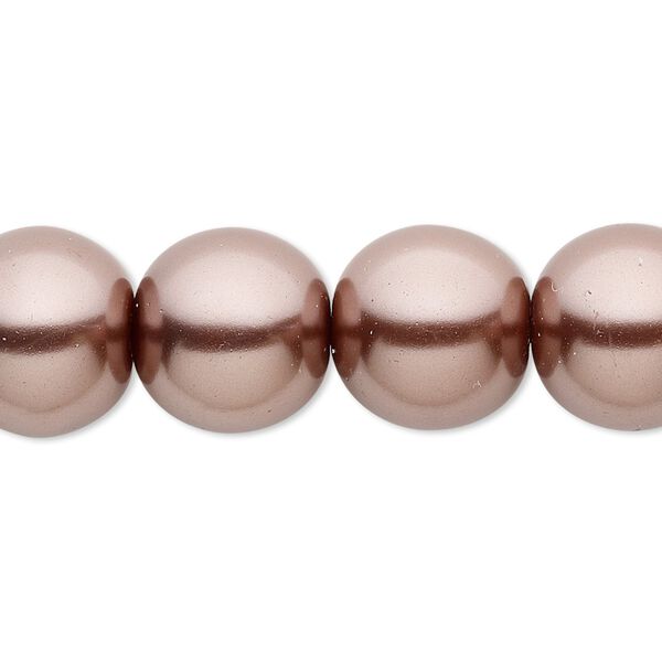 Bead, crystal pearl, brown, 14mm round. Sold per 15-1/2" to 16" strand, approximately 25 beads. image number 0