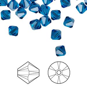 Bead 360pk Capri blue, Swarovski® 6mm XILION bicone 5328