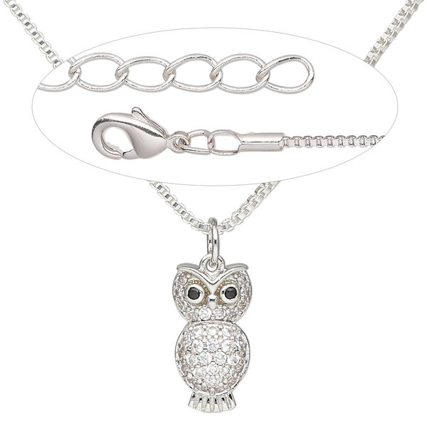 Necklace, Everyday Jewelry™, cubic zirconia and silver-plated brass with silver-plated brass chain, 18 inches. Sold individually. image number 0