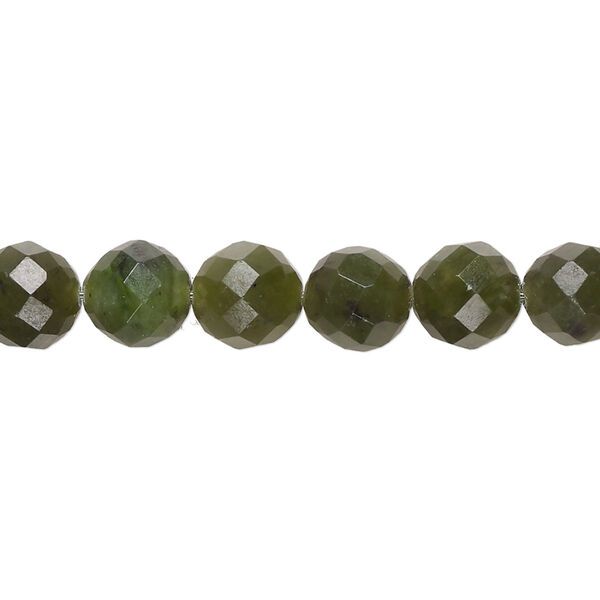 Nephrite jade 1pkg1, hand-cut faceted round bead natural C grade, 15.5-16 inch 8mm image number 0